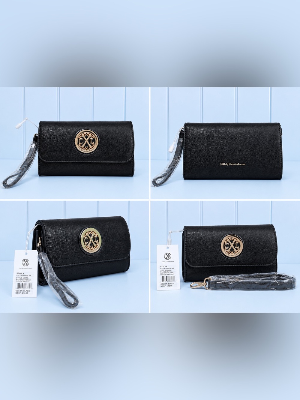 CXL by Christian Lacroix Bali Caviar Small Clutch Wristlet – Black